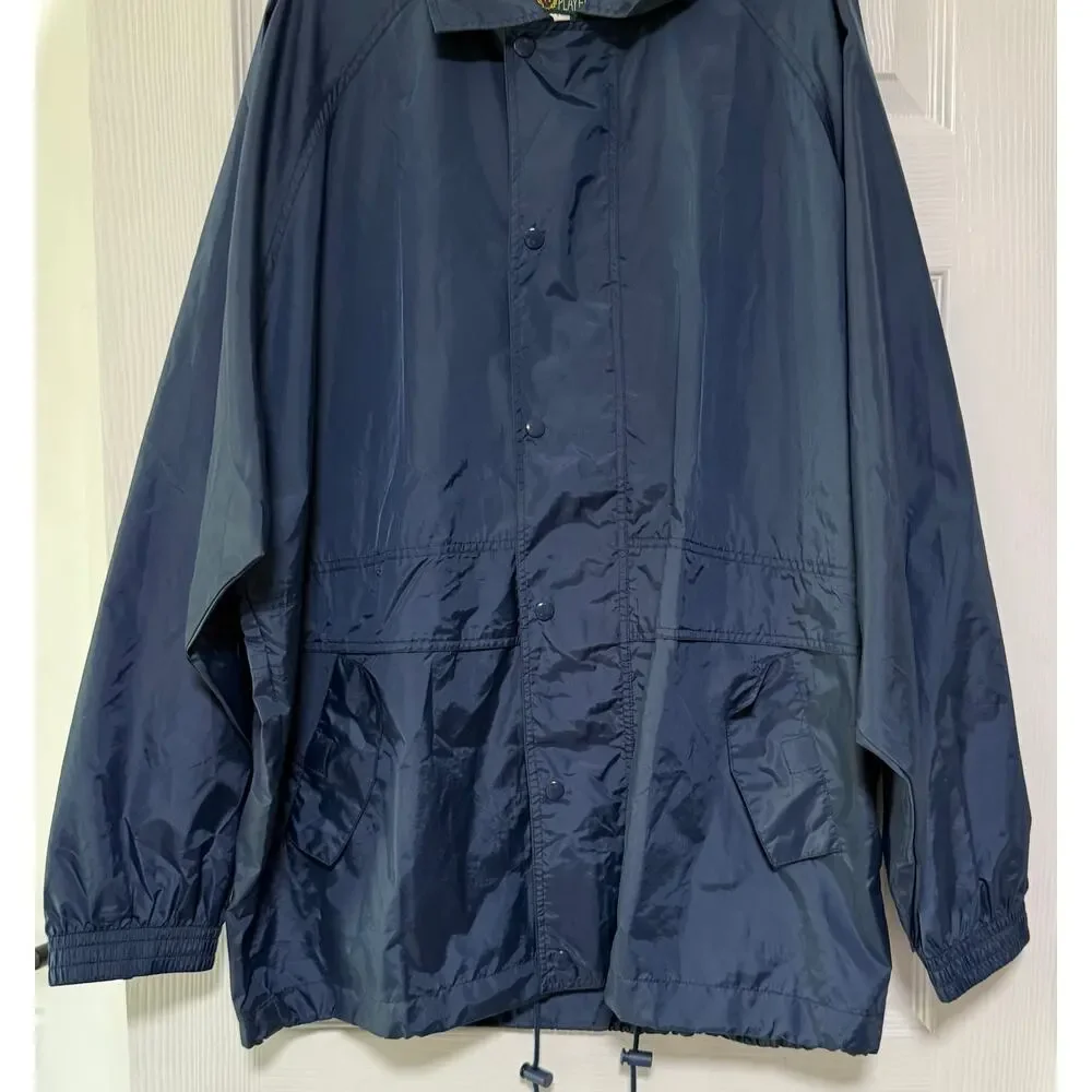 AM Player Men's Blue Navy Zip/ Snap Windbreaker Jacket Size XL